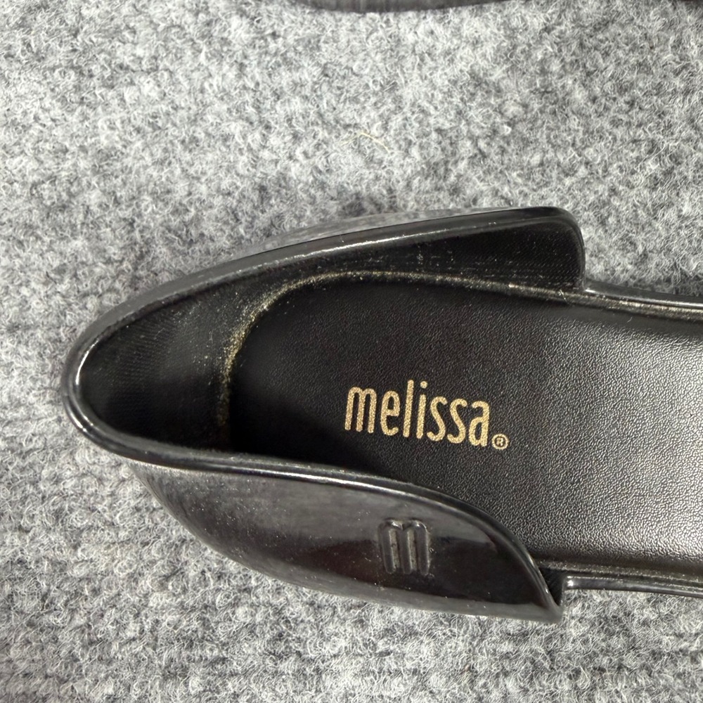 Melissa Ultragirl Sweet D Orsay Flats Womens 7 EU 38 Black Melflex Glitter Bow - Picture 3 of 8